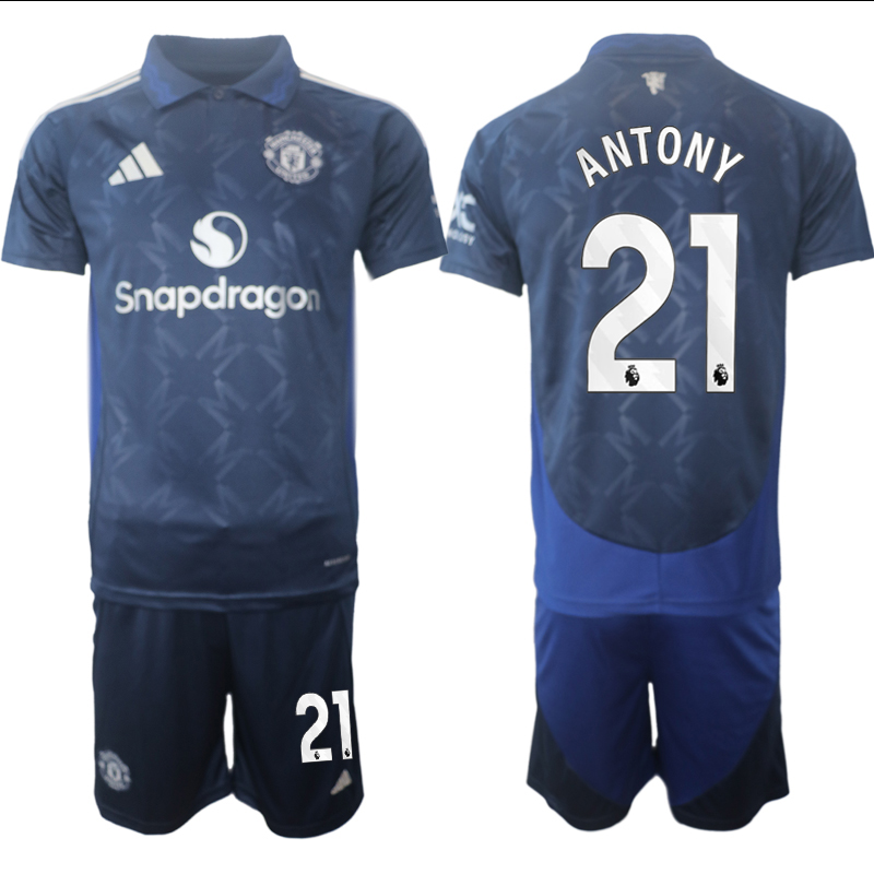 Men 2024-2025 Club Manchester United away blue #21 Soccer Jersey